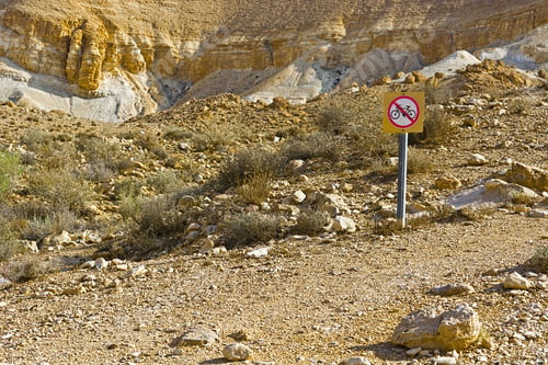Preview: Road Sign Prohibiting Riding A Bike In The Desert