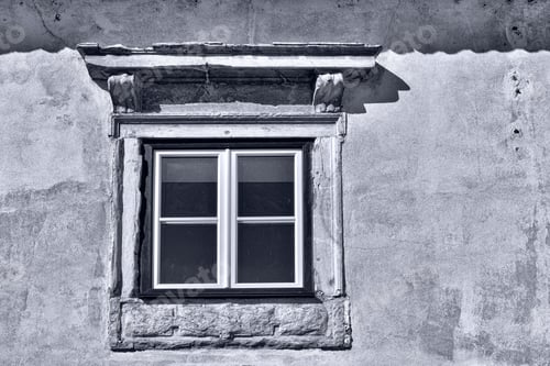 Preview: Window In The Wall Of Portuguese Home, Retro Image Filtered Style