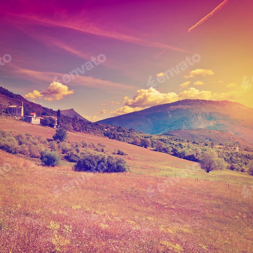 Preview: The Small Village High Up In The French Alps, Sunset, Instagram Effect