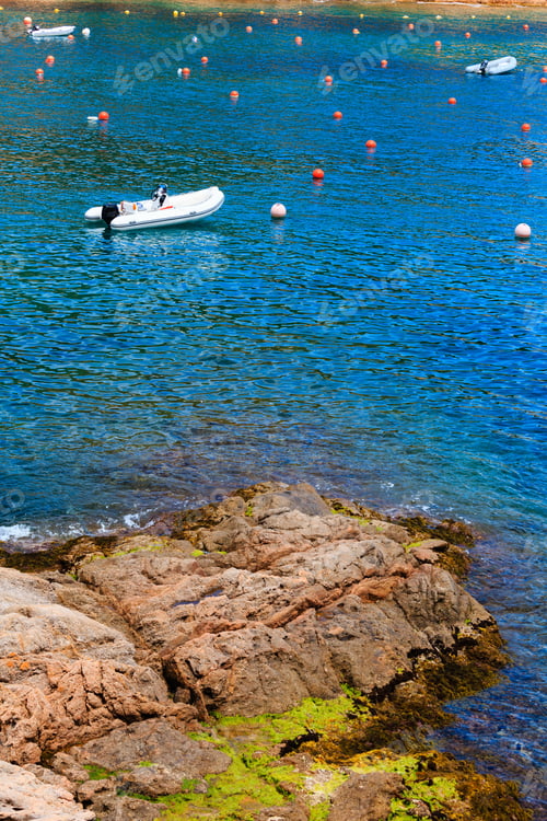 Preview: Boats In Tamariu Bay. Summer View From Shore, Catalonia, Spain.