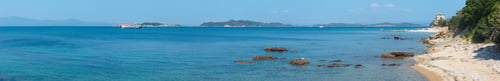 Preview: Sea Summer Scenery, View From Ouranoupoli Village Coast (Athos Peninsula, Chalcidice, Greece). Five