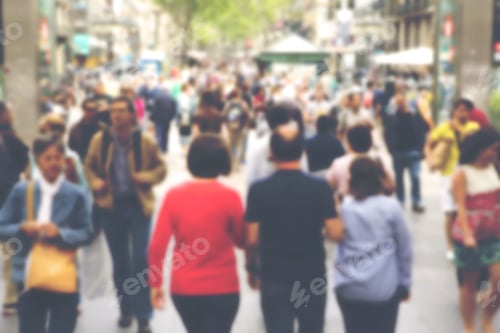 Preview: Rush Hour In The Streets. Crowded. Blurry Image Of People Walking In The Streets. Image Has A