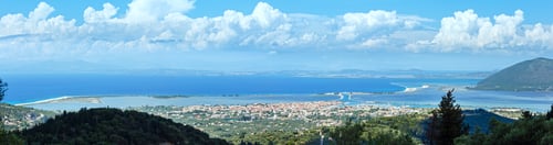 Preview: Beautiful Summer Lefkada Coast Panorama (Greece, Ionian Sea, View From Up).