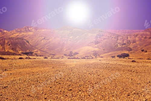 Preview: Rocky Hills Of The Negev Desert In Israel At Sunset. Breathtaking Landscape Of The Rock Formations
