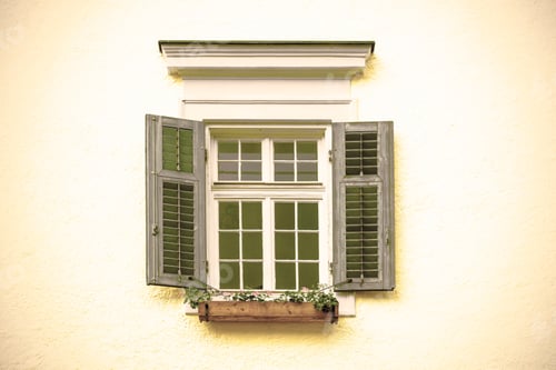 Preview: Typical Window Of A House In A Small Town In Austria. Home In The Austrian City Of St Wolfgang In A