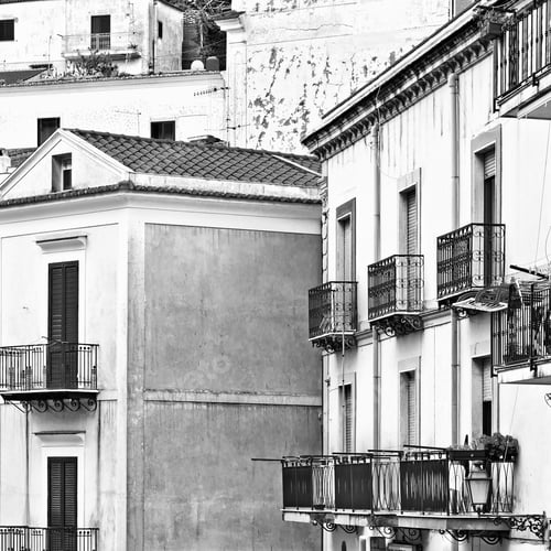 Preview: View To Historic Center Of Cetara In Sicily, Retro Image Filtered Style