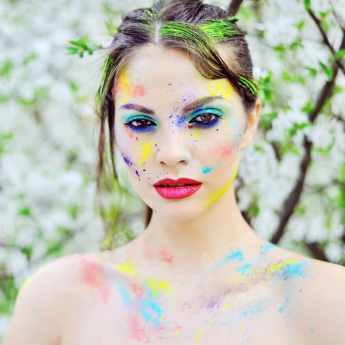 Preview: Beautiful Girl With Colored Paint On Face