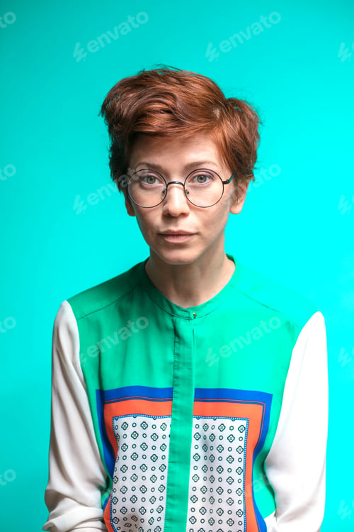 Preview: Close Up Portrait Of Ginger Young Woman With Tired Face After Hard Working Day. Close Up