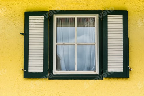 Preview: Typical Window Of A House In A Small Town In Austria. Home In The Austrian City Of St Wolfgang In A