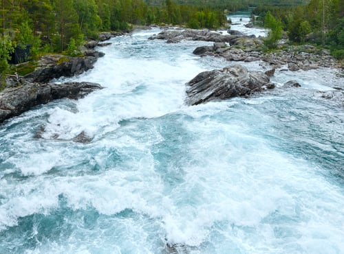 Preview: Summer Mountain River Waterfalls View (Ottafossen, Norge )