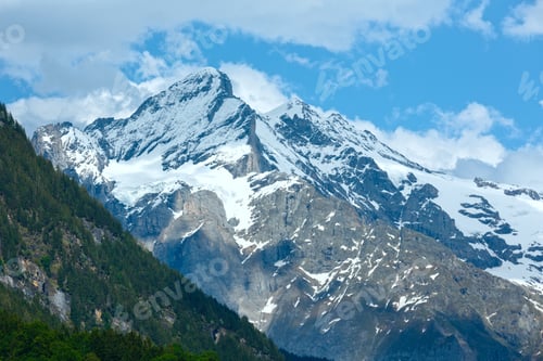 Preview: Summer Mountain With Snow On Rock Top (Switzerland)