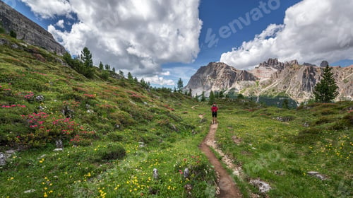 Preview: Male Hiker Exploring The Dolomites Landscape