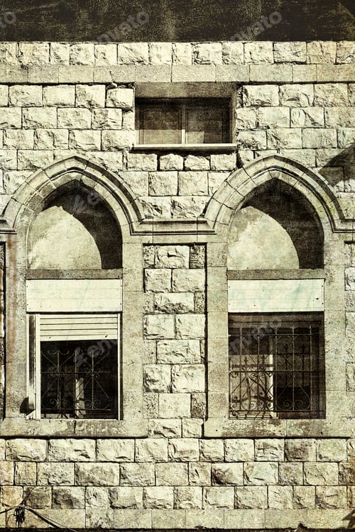 Preview: Windows Of Traditional Stoned House In Old Acre. Arab Architecture Of The Old City Of Akko In