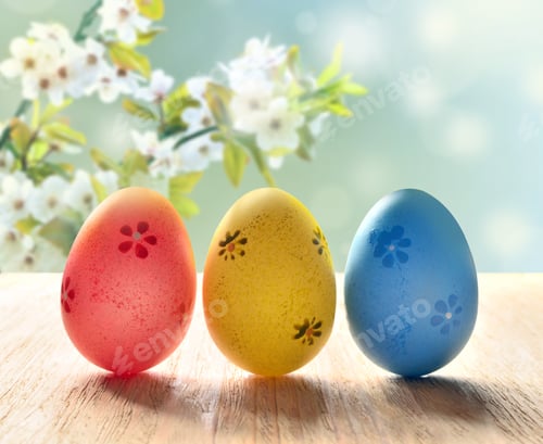 Preview: Easter Eggs On A Spring Nature.