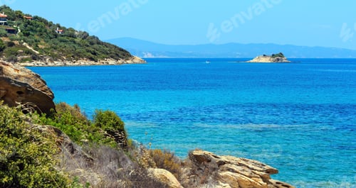Preview: Beautiful Summer Aegean Sea Coast Landscape (Near Lagonisi , Sithonia, Halkidiki, Greece). People