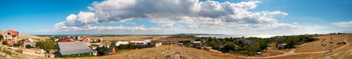 Preview: Kazantip Peninsula Panorama View From Hill Near Mysove Village (Scholkino Town In The Distance And