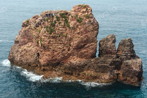 Preview: Rock Formations Near Shore. Summer Atlantic Rocky Coast View (Costa Vicentina, Algarve, Portugal).