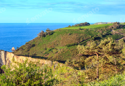 Preview: Summer Evening Top View On Atlantic Coast (Near Del Silencio Beach), Asturias, Spain.