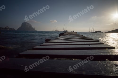 Preview: Sunset From Cala D Hort With Es Vedra Island Ibiza Balearic Islands Spain