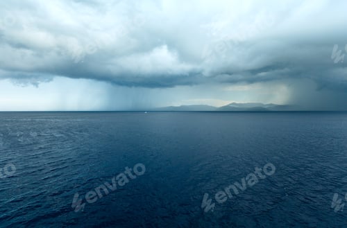 Preview: Sea Summer View With Stormy Sky From Train Ferry On Way From Kefalonia To Ithaca(Greece)