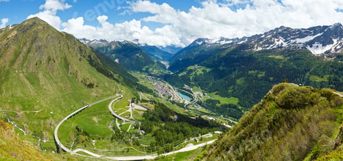 Preview: Summer Alps Mountain View From Pass Passo Del San Gottardo (Switzerland)