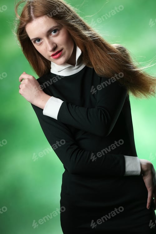 Preview: Beautiful Sexy Girl On Studio Equipment . Long Beautiful Hair. Vivid Emotions