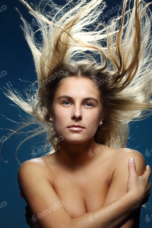 Preview: Beautiful Woman Face With The Wind In Your Hair