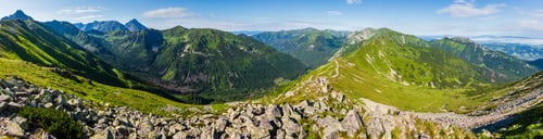 Preview: Tatra Mountain (Poland) View From Kasprowy Wierch Range. Morning Summer Panorama.