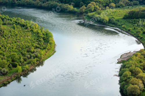 Preview: Top Twilight Picturesque Spring View Of The Dnister River Bend Canyon. Ternopil Region, Ukraine