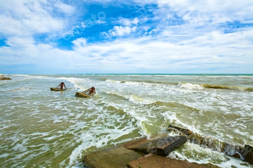 Preview: Breakwaters And Sea Surf Wave Break On Coastline (Crimea, Ukraine)