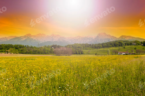 Preview: Morning Mist In Italian Alps. View Of The Mountain Valley At Sunrise