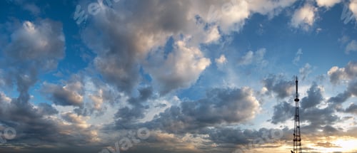 Preview: Evening Sunset Sky With Clouds Above Lviv City And Tv Tower View (Ukraine, View From Lvov "Vysokyj