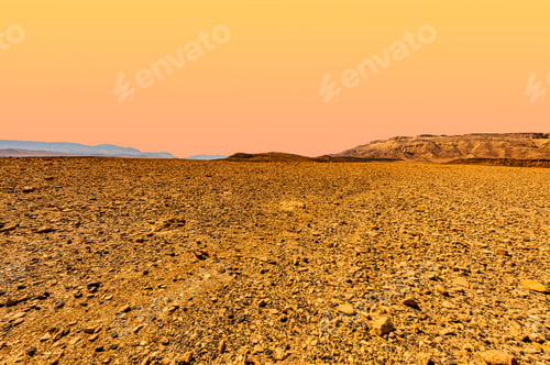 Preview: Breathtaking Landscape Of The Rock Formations In The Israel Desert. Lifeless And Desolate Scene As