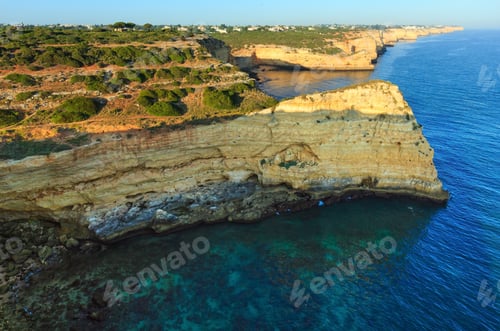 Preview: Summer Atlantic Ocean Rocky Coastline Near Carvoeiro Town (Lagoa, Algarve, Portugal).