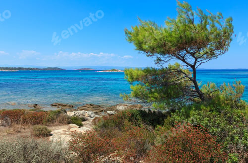 Preview: Aegean Sea Coast Landscape, View Near Karidi Beach (Chalkidiki, Greece).