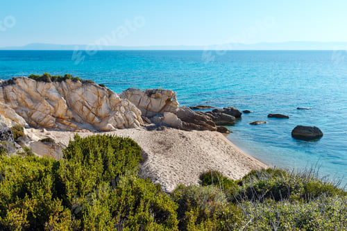Preview: Summer Morning Sandy Beach And Rocky Coast Near Platanitsi Beach (Sithonia Peninsula, Chalcidice