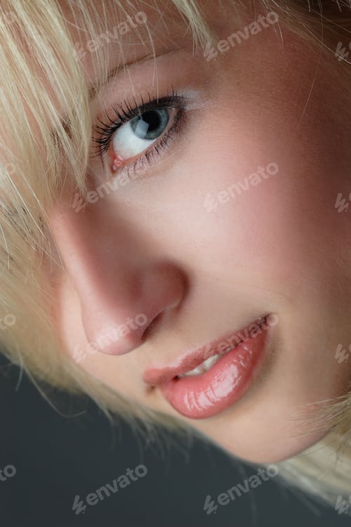 Preview: Portrait Of Beautiful Girl With Blond Hair Luxuriant