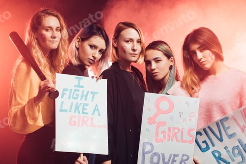Preview: Confident Young Women Protesting for Women's Rights