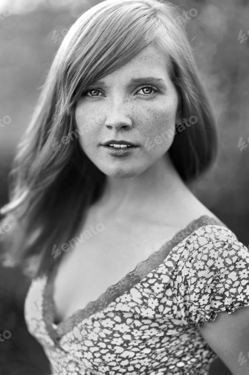 Preview: Portrait Of A Beautiful Girl Close Up. Black And White