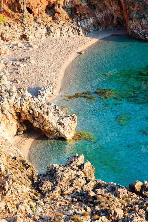 Preview: Paradise Sea Bay With Azure Water And Beach. View From Coastline Trail Of Zingaro Nature Reserve