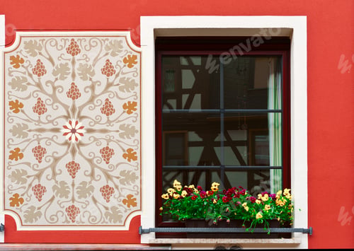 Preview: Bavarian Window Decorated With Fresh Flowers