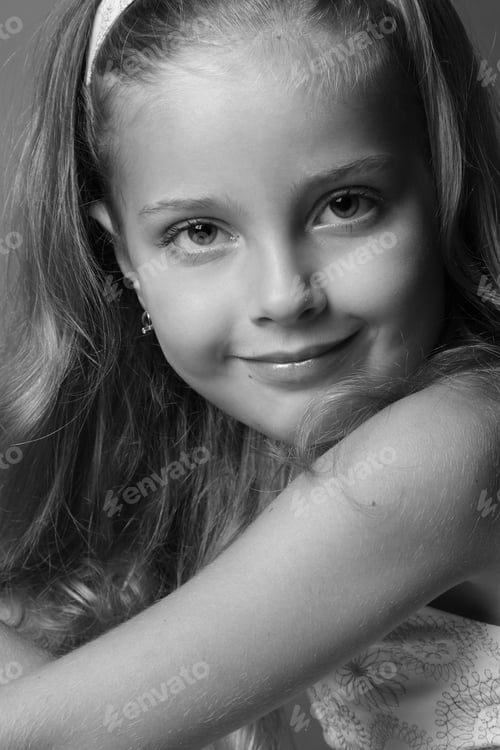 Preview: Portrait Of Little Girl On Stone Wall