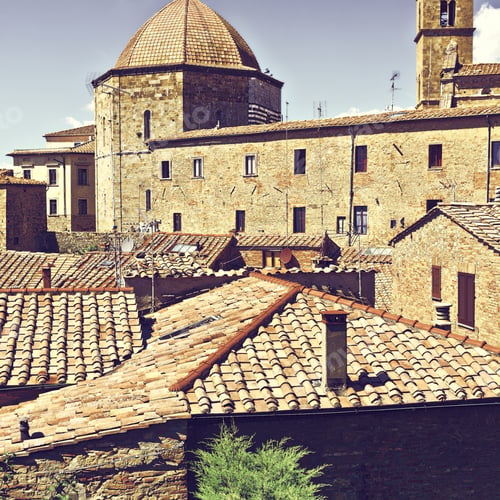 Preview: View Of The Medieval City Of Volterra In Italy, Vintage Style Toned Picture