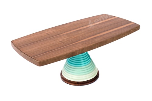 Preview: Luxurious Chestnut Table With A Epoxy Resin On A White Background, Side View