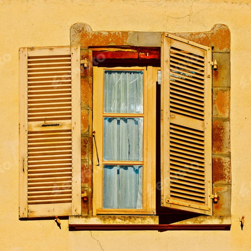 Preview: French Window With Open Wooden Shutter