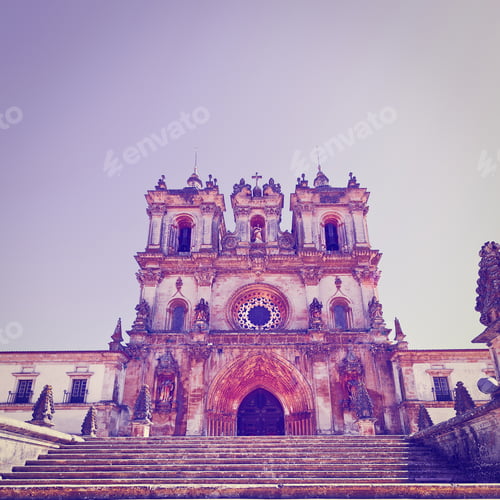 Preview: Catholic Cathedral In The Portuguese City Of Alcobaca, Instagram Effect
