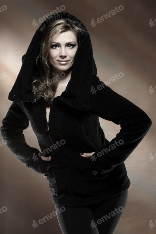 Preview: Girl In A Black Coat In An Interesting Photographies
