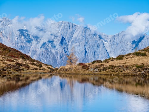 Preview: Autumn Alpine Kleiner Paarsee Or Paarseen Lake, Dorfgastein, Land Salzburg, Austria. Alps Hochkonig