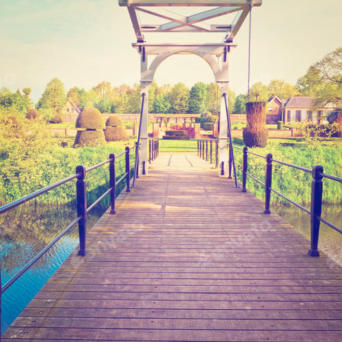 Preview: Drawbridge Over Canal In The Park, Netherlands, Instagram Effect