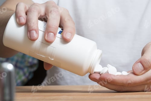 Preview: Man Is Pouring Pills From A Bottle. Seems Like Overdosing.
